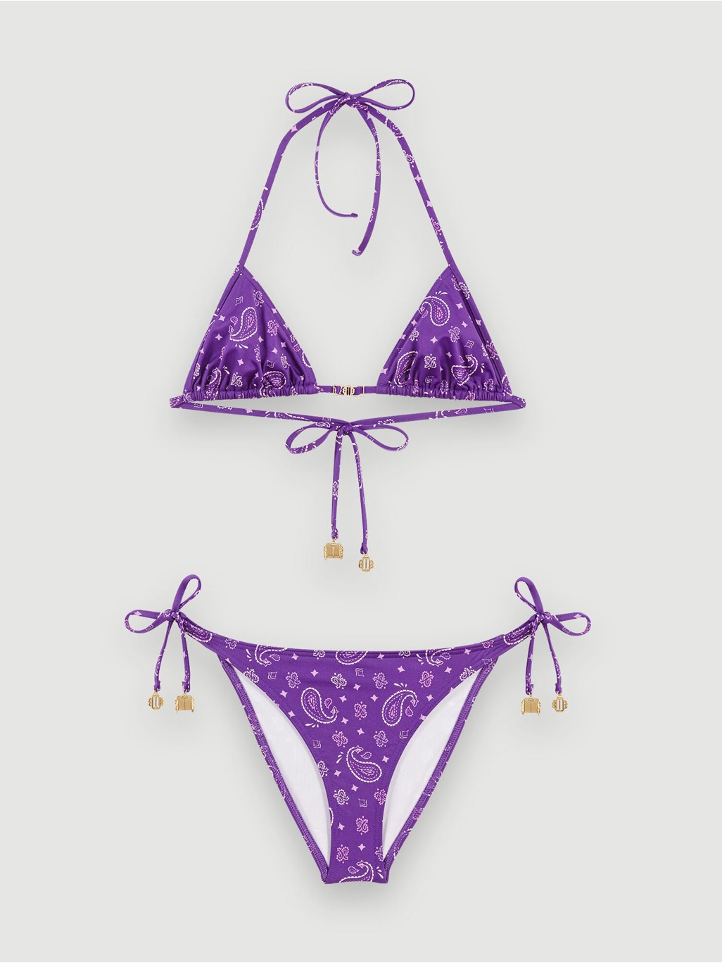 Maje Purple Paisley Triangle Tie Bikini 2